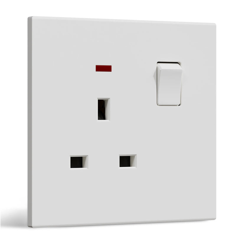 BSEED UK Standard Switched Wall Socket Double Electric UK Outlet with Switch Integrated Panel Plastic for Kitchen Bedroom 13A