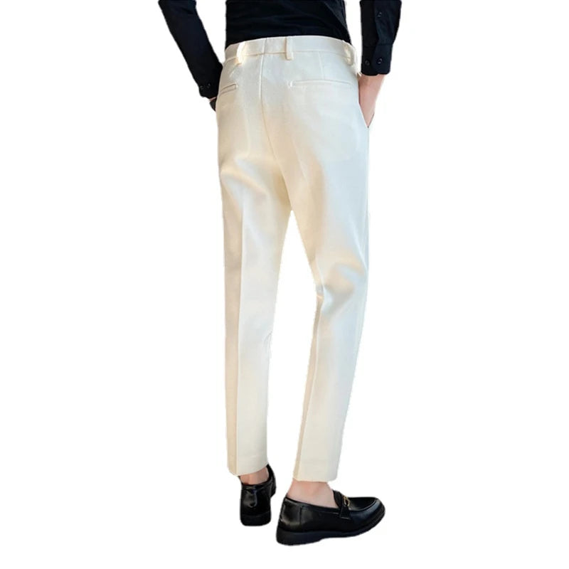2026 Men's Winter Woolen Office Suit Pants, Slim British Style Wool Business Formal Dress Trousers, Asian Size 29-36, 2025 New