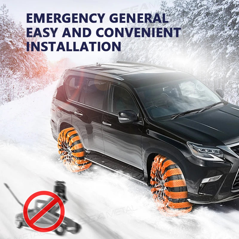 SEAMETAL 8pcs Anti-Skid Snow Chains Set Car Motorcycles Winter and Bad Terrain Wheels Anti-slip Emergency Tools Lockout Chains