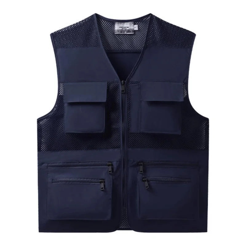 Summer Outdoor Men's Sleeveless Top Comfortable Fit Oxford Fabric Three-dimensional Multi-pocket Vest Fashionable Breathable