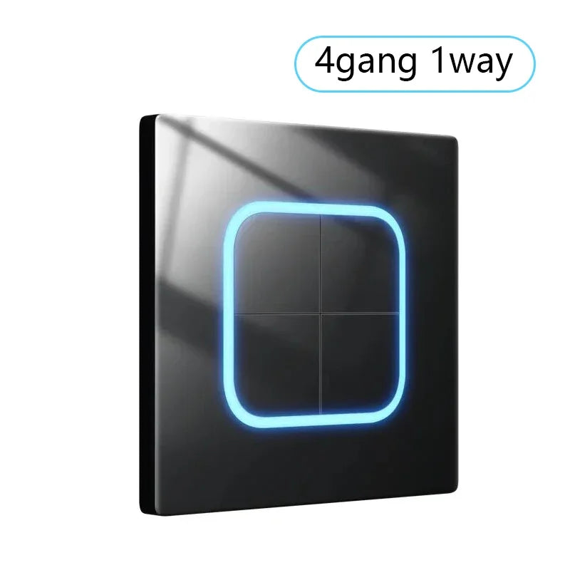 Tempered Glass Panel 1 2 3 4 Gang Wall Button Light Switch 1 2Way International universal LED Indicator reset point Power ON OFF