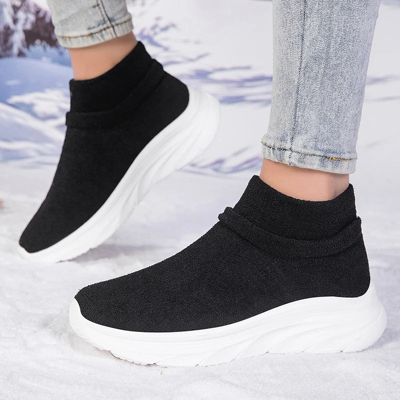 Mens Walking Shoes Big Size Winter Plush Warm Comfortable Snow Walking Cotton Shoes Lightweight Fashion Casual Sneakers for Men