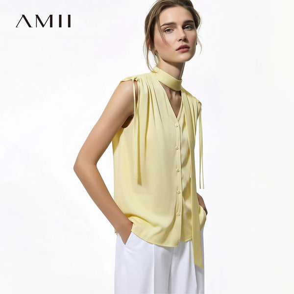 អាវស្រី Amii ដៃខ្លី រដូវក្តៅ ឆ្នាំ២០២៦ អាវថ្មី ក ចង អាវក្រណាត់ chiffon អាវក្រៅ រលុង ឆើតឆាយ ទាន់សម័យ សម្រាប់ស្ត្រី 12642121
