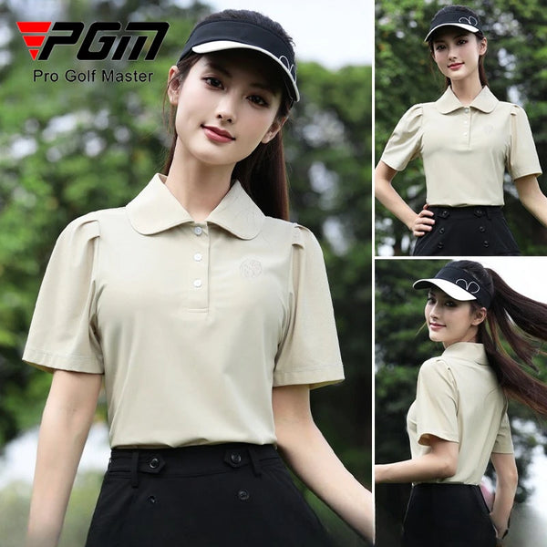 PGM Golf Women's Short Sleeve Polo Shirts Spring/Summer Breathable Tennis Top T-shirt Clothing YF883