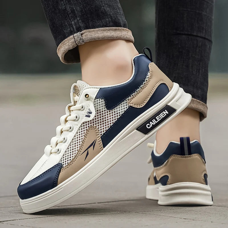 Men's slip on hollow casual shoes summer new breathable lightweight soft-sole outdoor walking shoes fashion sports board shoes