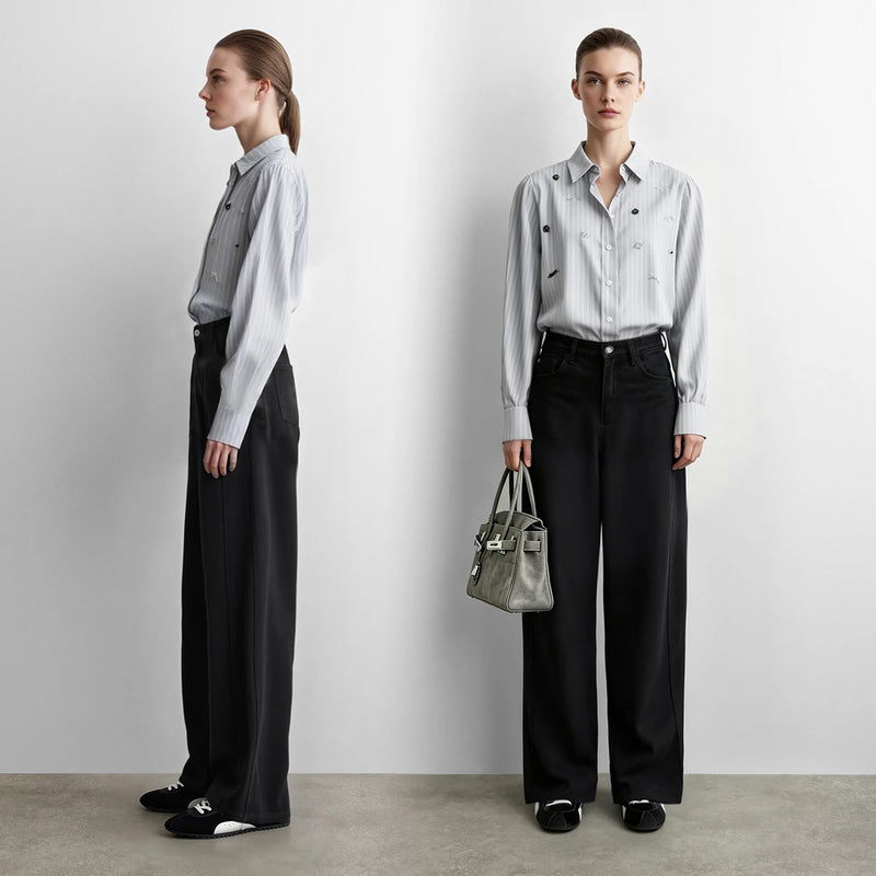 Amii Minimalist Women Jeans Loose Wide Leg Pants 2026 New Autumn Casual Cozy Breathable Cotton Commute Women's Pants 12623043
