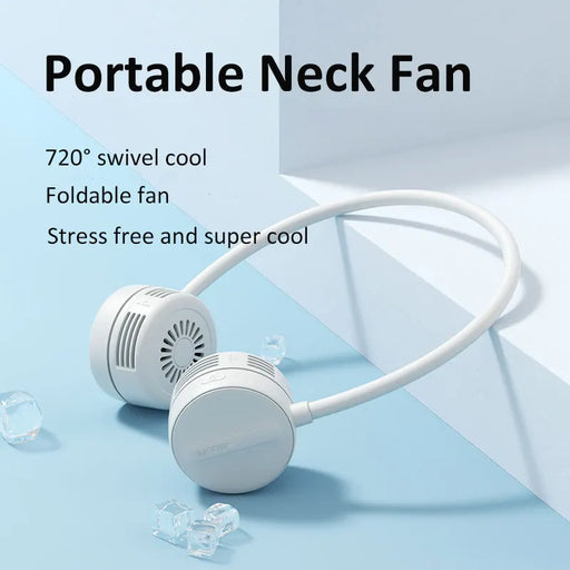 JISULIFE USB Portable Neck Fan 360°Adjustable Bladeless Neck Fan USB Rechargeable Flexible Hose Hands Free Fan Around Neck