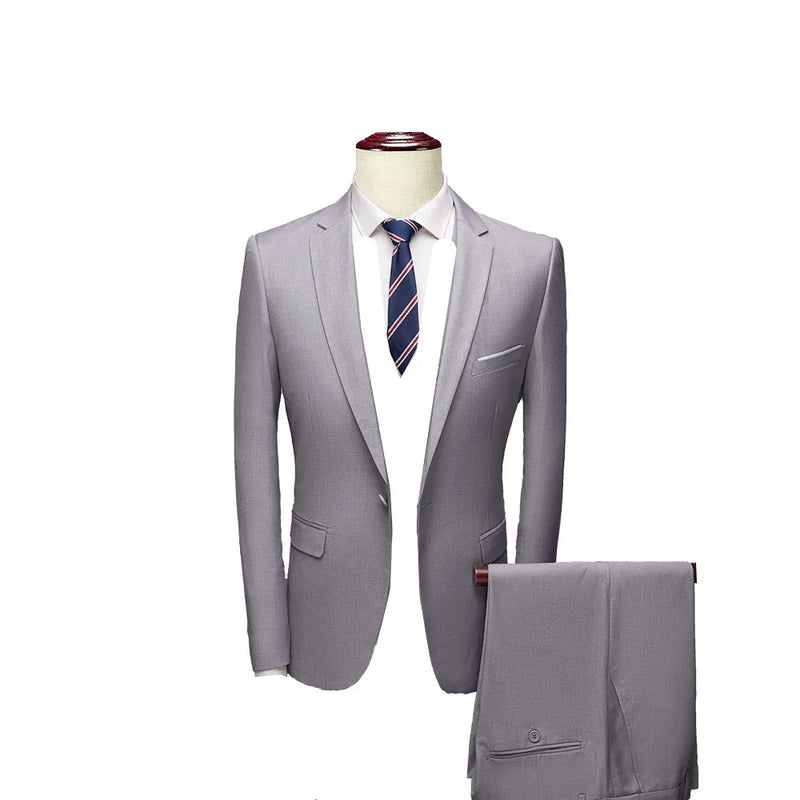 Men's Dark Green Suit Two-Piece, Asian Sizes Slim Dress Jacket and Pants,Wedding / Party Blazer Coat+Trousers Red Blue Black
