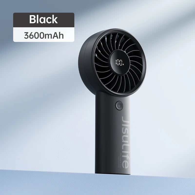 JISULIFE Handheld Fan,5 Levels of Strong Wind,Safety Lock,5000mAh Battery,LED Display,USB Rechargeable,Summer Personal Fan