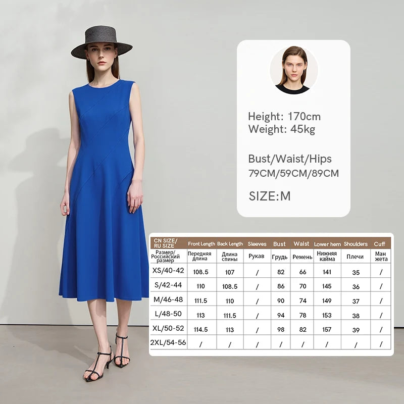 Amii Women's Sleeveless Dress 2026 Summer New Round Neck Fitted Waist With Slit Elegant Casual Midi Dress For Women 12642063