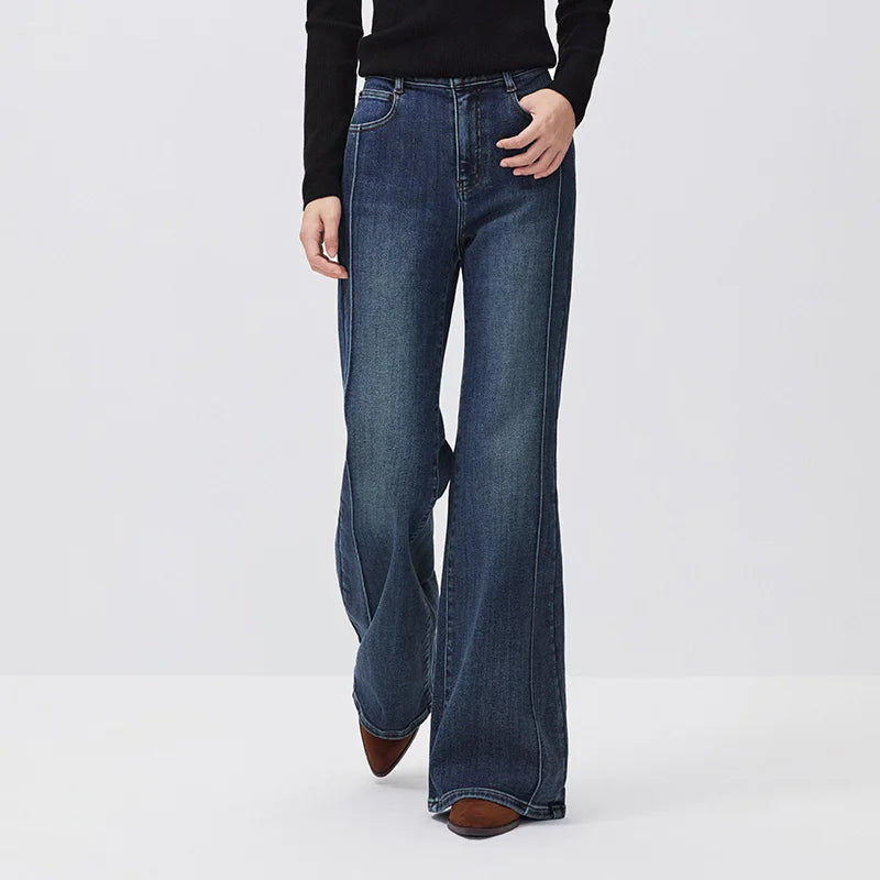 Semir Women Denim Jeans Cooling Touch Antibacterial Loose Fit Raw Hem Hemp Blend Wide Leg 2026 New Winter Daily Wear