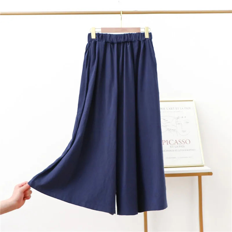Spring Autumn Loose Wide Leg Pants Cotton Linen Home Wear Trousers New Sleeping Pajamas Pant Women Sleepwear Pantalon De Pijama