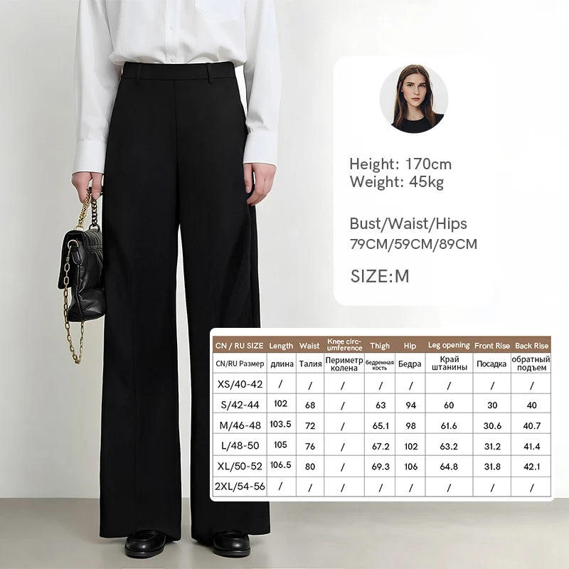 Amii Women Pants 2026 Autumn New Modern Pleated Basic Loose Wide Leg Pants Casual Solid Color Versatile Women Trousers 12643007