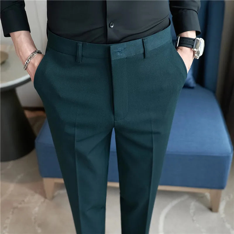 2026 Men's Winter Woolen Office Suit Pants, Slim British Style Wool Business Formal Dress Trousers, Asian Size 29-36, 2025 New