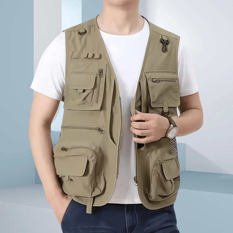Spring and Autumn's New Mesh Quick-Drying Vest for Men's Casual Outdoor Multi-Bag Fishing and Photography