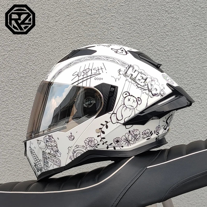 Modular Flip Up Motorcycle Helmet Full Face Dual Visor Motorbike Helmet DOT Approved Flip‑up Modular Helmet for Adults Men Women