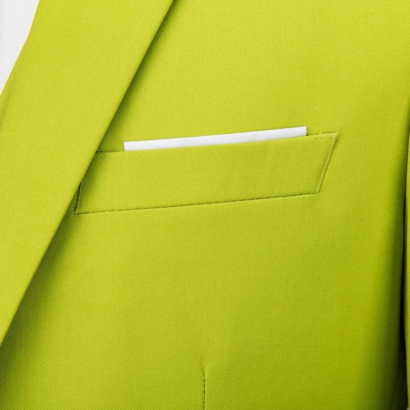 2026 Men's Grass Green Suit Three-Piece, Wedding,Party,Business,Interview Menswear,Red,Black,Blue,Purple,Yellow Asian Size Sets