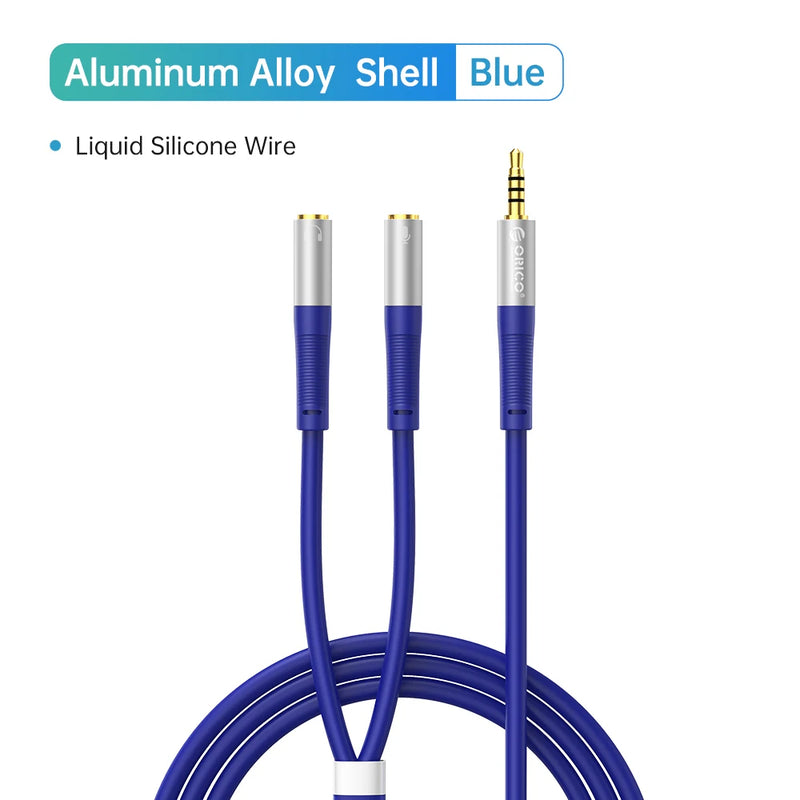 ORICO Headphone Splitter 3.5mm Audio Mic Cable Microphone Liquid Silicone Wire for PC Laptop Headsets Nintendo Switch Speaker