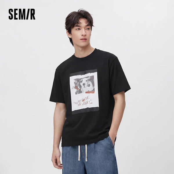 អាវយឺតបុរស Semir ឆ្នាំ ២០២៦ បោះពុម្ពរូបសត្វគួរឱ្យស្រលាញ់បែប Vintage រចនាបថប៉ាក់រលុងសម្រាប់គូស្នេហ៍ ទន់ ធម្មតា