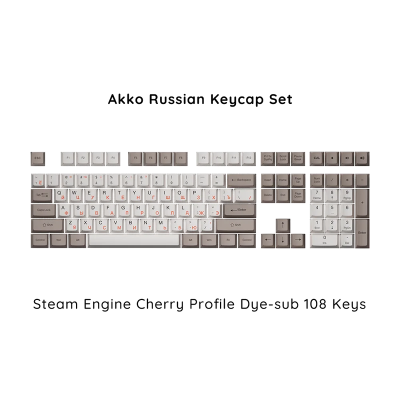 Akko Russian Keycap Set ASA/OEM/Cherry Profile 61 68 84 88 108 Keys Canned PBT Double Shot Mechanical Keyboard Cyrillic Keycaps