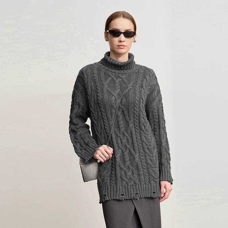 Amii Turtleneck Sweaters For Woman 2026 Winter New Warm Retro Long Sleeves Sweater Loose Pullover Knitting Women's Top 12544155