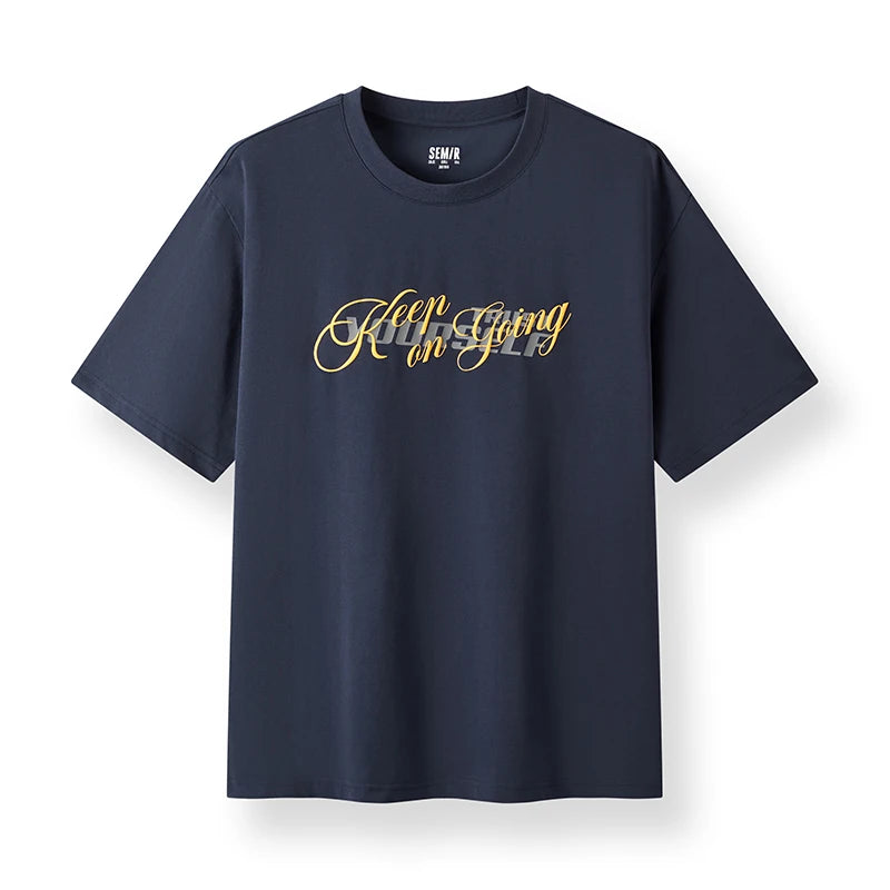 Semir Mens Tshirt 2026 Trendy Letter Printed Knitted Moisture Wicking Quick Dry Crew Neck Casual