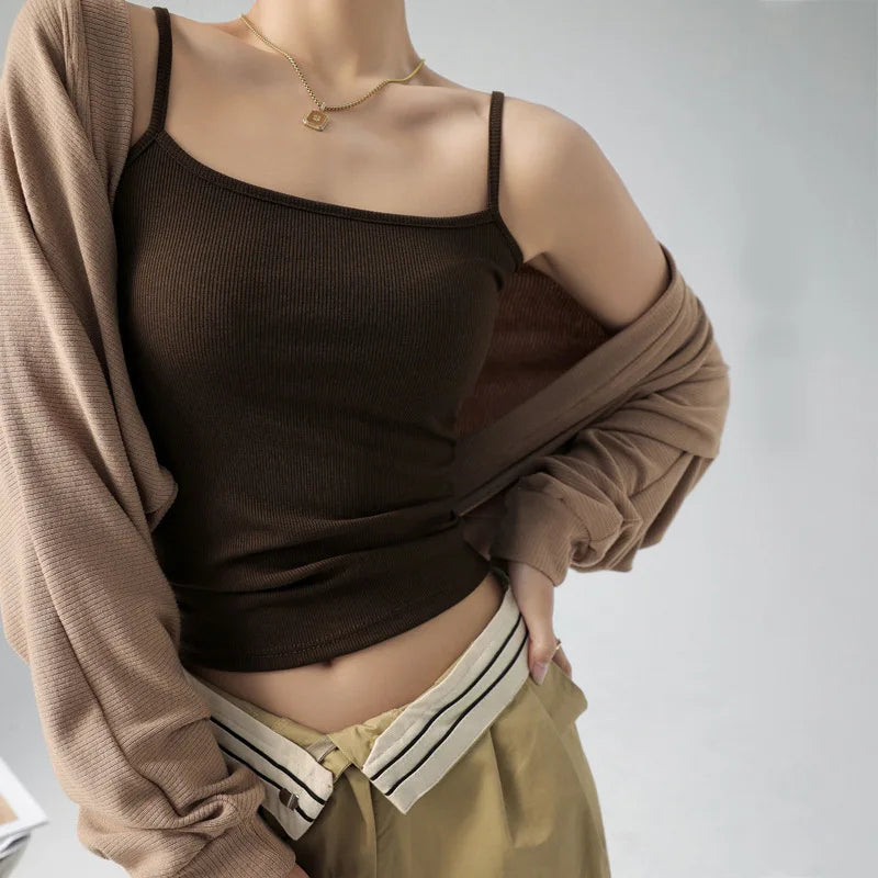 Modal Threaded Suspender Women's Summer Sleepwear Outer Small Vest Large Size Anti-light Inner Bottom Top One Piece Pajamas