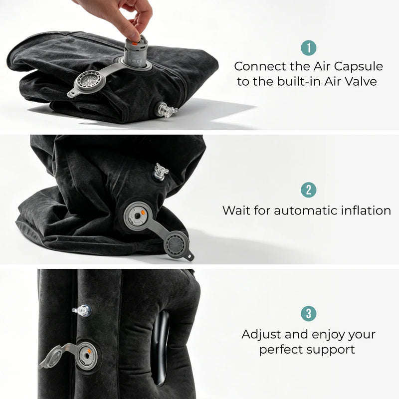 FLEXTAIL X VOLLYC EZY Travel Kit – Better Sleep Anytime Anywhere Inflatable Pillow Set for Airplane, Car, Train, Bus, Office