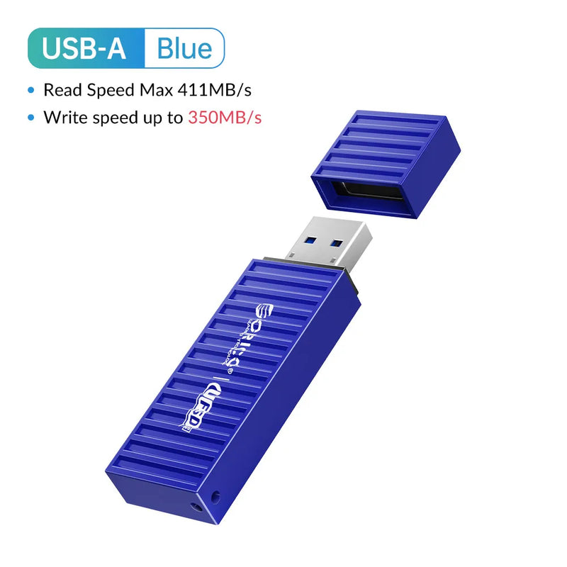 ORICO UFSD All Metal 256GB USB Flash Drive 411MB/S Pen Drives 512GB 128GB 64GB USB Stick Type C Pendrives Container Shape Design