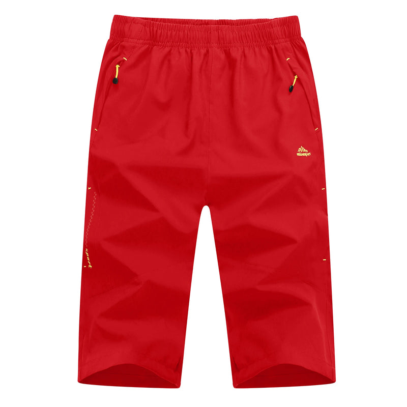 TACVASEN Men's 3/4 Long Pants Running Sports Capri Shorts Outdoor Walking Hiking Shorts Nylon Casual Below Knee Trousers Males