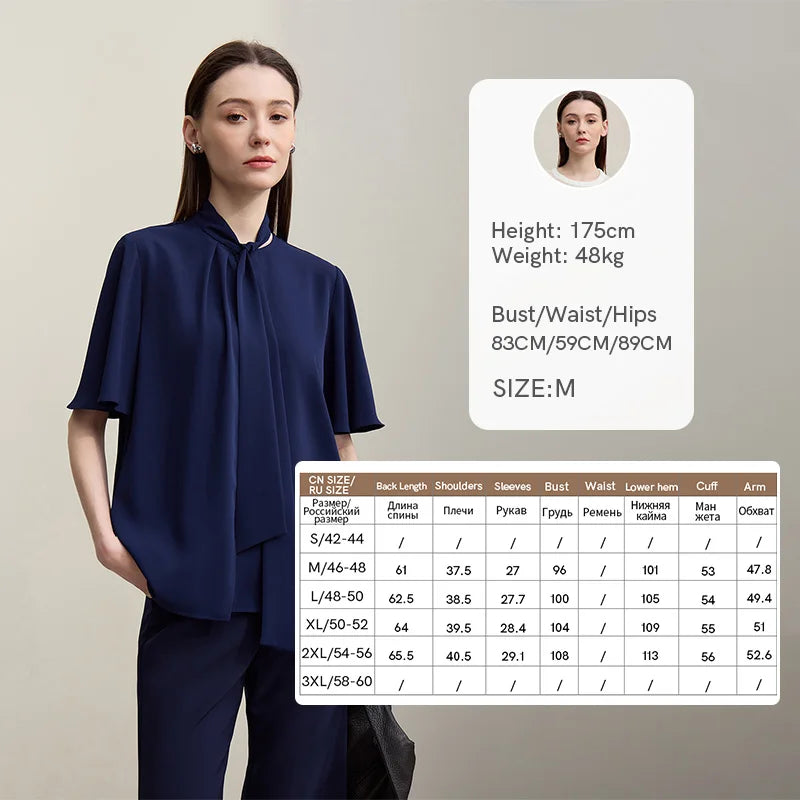Amii Women's Blouse 2026 Summer New Tie Neck Flare Sleeve Flowy Pullover Top Women Elegant Loose Elegant Chiffon Shirt 12642081
