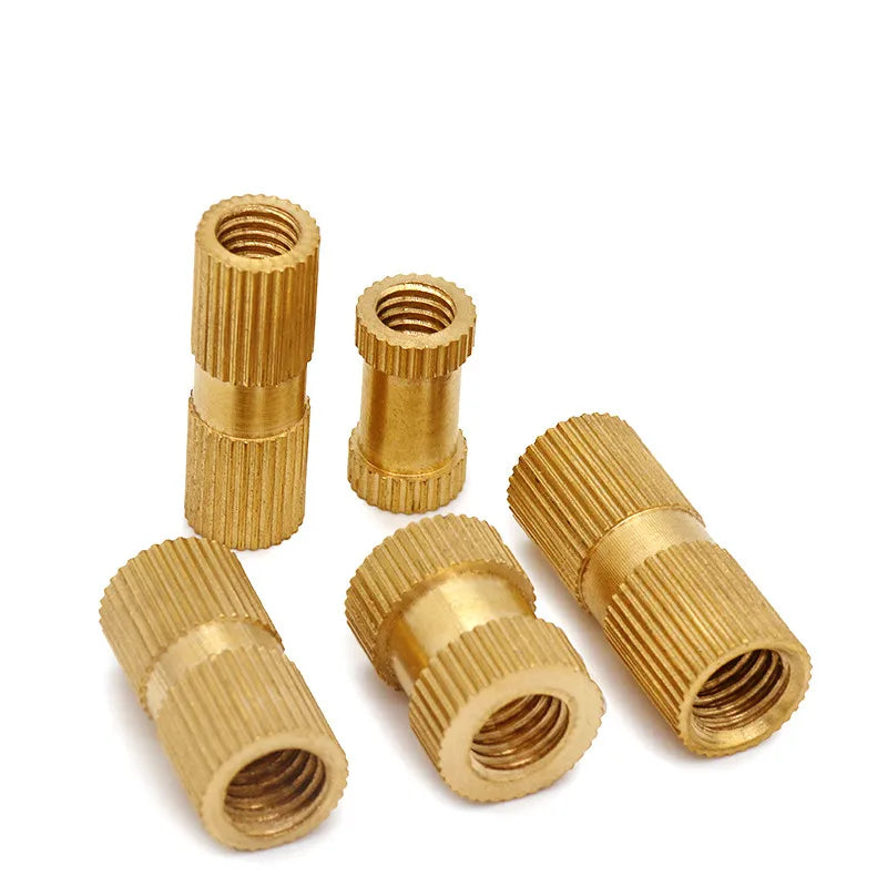 DIVEDEER 20/50/100pcs Injection Molding Brass insert nut M2.5 M3 M4 M5 M6 1/4-20UNC Brass Round Knurled Thread Inserts Nuts