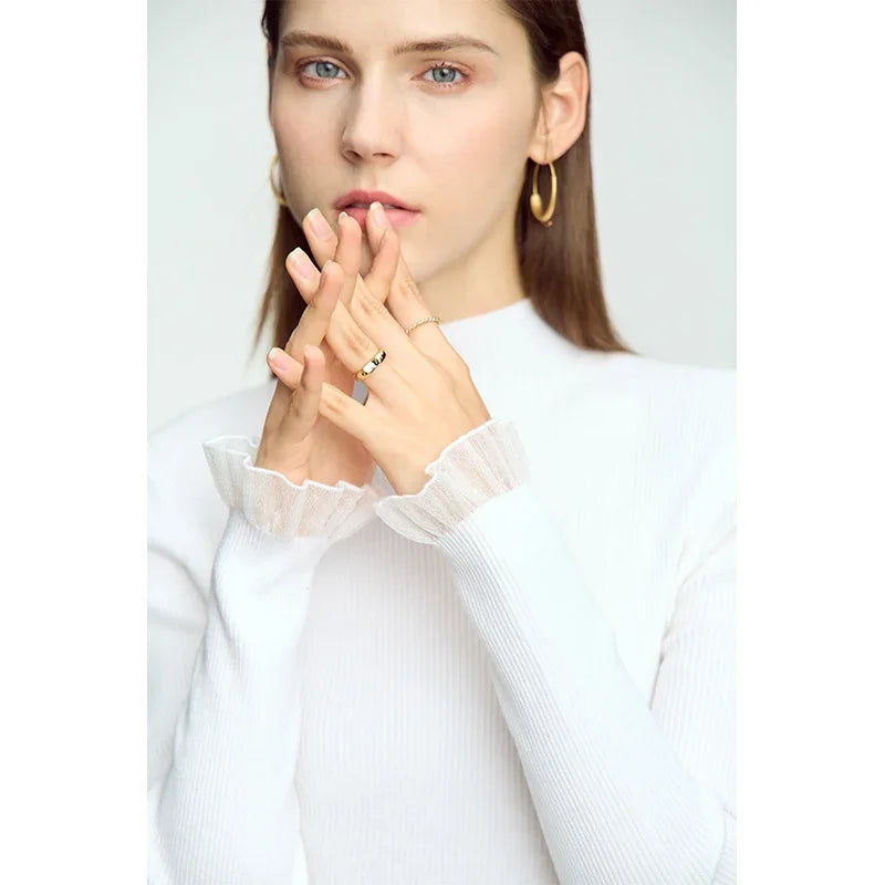 អាវយឺត AMII Minimalism Mock Neck សម្រាប់ស្ត្រី រដូវស្លឹកឈើជ្រុះឆ្នាំ ២០២៤ ថ្មី ស្លីមហ្វីត អាវប៉ាក់ដៃវែង អាវរោមចៀមសម្រាប់ស្ត្រី 12443251