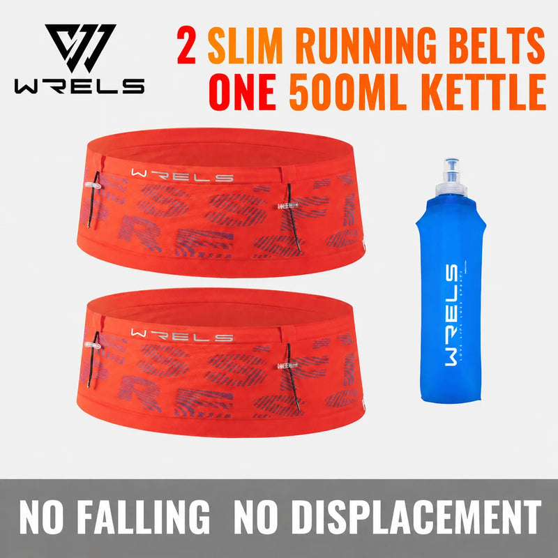 WRELS Running Waist Bag Anti-Slip Adjustable Storage Pack Breathable Elasticity Marathon Workout Men Women Sports Waist Belt