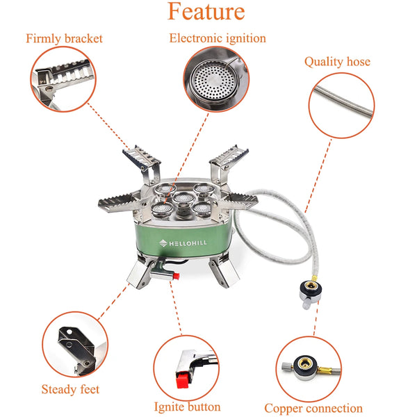 Strong Fire Stove High Firepower Portable Outdoor Stove Camping Gas Stove Folding Head Burner with Storage Bag For Hiking