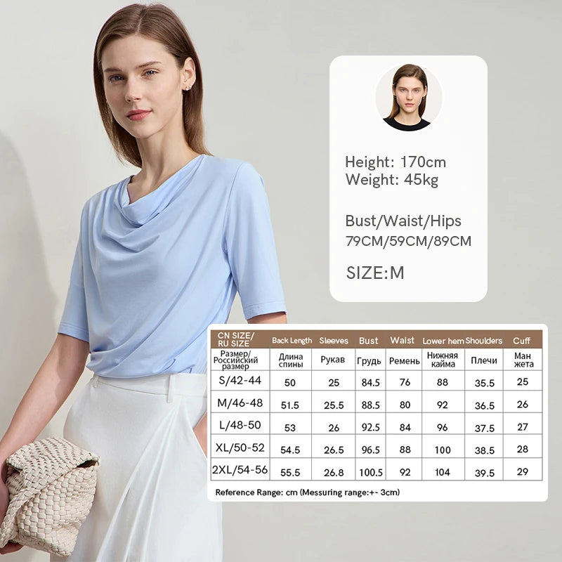 អាវយឺត Amii Minimalist សម្រាប់ស្ត្រី កអាវប៉ាក់ ដៃខ្លី ប៉ាក់ដោយក្រណាត់យឺត អាវប៉ាក់ច្រើនមុខងារ 12542061