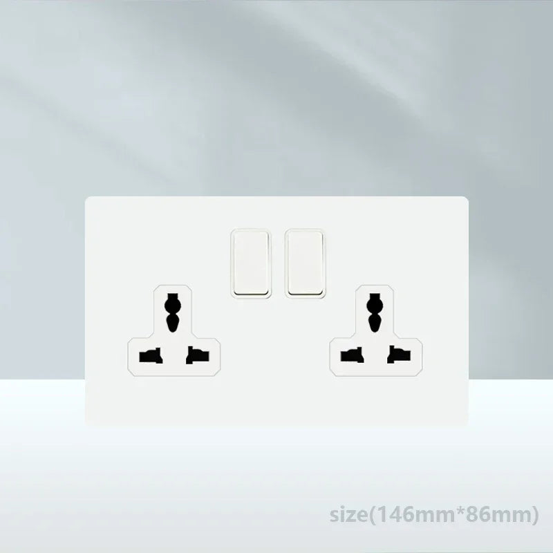 White Antique Stainless Steel Panel Wall Lamp Switch, Toggle Wall Dimmer Switch Socket EU USB Plug Socket 220V Electrical On Off