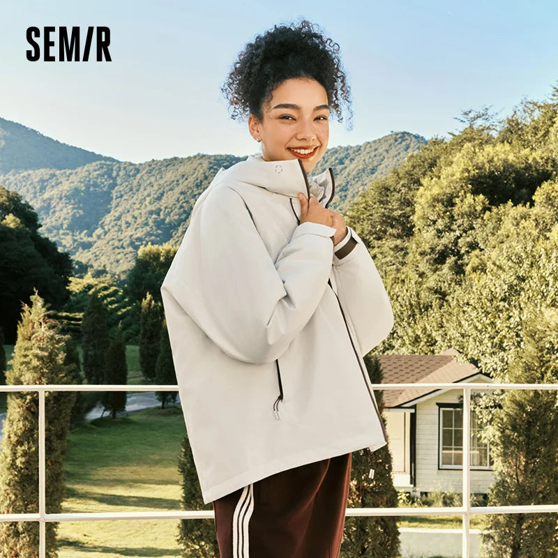 អាវក្រៅ Semir សម្រាប់នារី ការពារទឹក ការពារខ្យល់ ធន់នឹងស្នាមប្រឡាក់ ៩០ ភាគរយ បំពេញដោយរោមចៀមបីស្រទាប់ រចនាបថរដូវរងាឆ្នាំ ២០២៦ សម្រាប់រាល់ថ្ងៃ