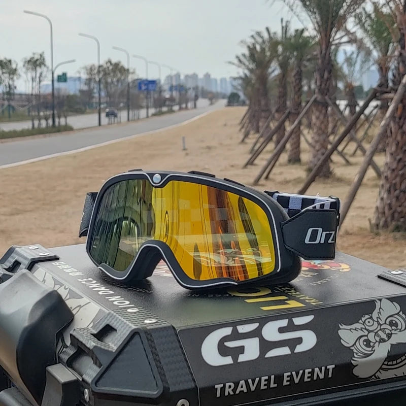 Retro Motorcycle Goggles Ski Glasses Motocross Sunglasses ATV Goggles Non-slip Belt Anti-UV Cafe Racer Chopper Cycling Racing