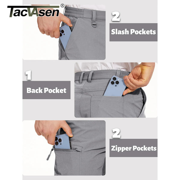 TACVASEN Summer Moisture Wicking Casual Shorts Mens Cargo Work Shorts Running Jogging Sports Bottoms Nylon Rip-Stop Short Pants