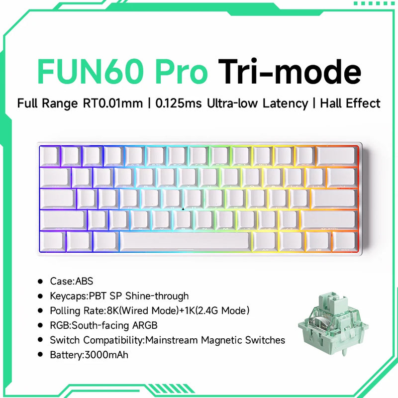 Akko MonsGeek FUN60 PRO&MAX HE Machanical Keyboard Magnetic Switch 60% Gaming Keyboard Rapid Trigger 8K Custom Keyboard