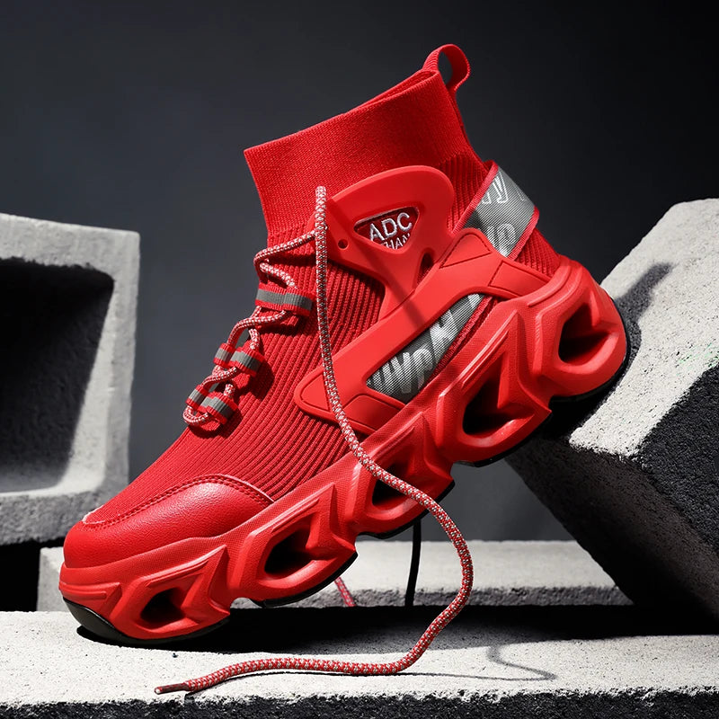 Mens Sports Shoes 2025 New High Top Thick Sole Trendy Casual Sneakers Cosy Wear-resistant Outdoor Running Shoes for Men