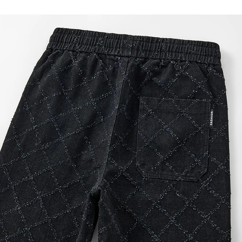 Men's Loose Fit Joggers with Drawstring Waist – Comfortable Diamond Plaid Casual Pants for Fall Daily Wear