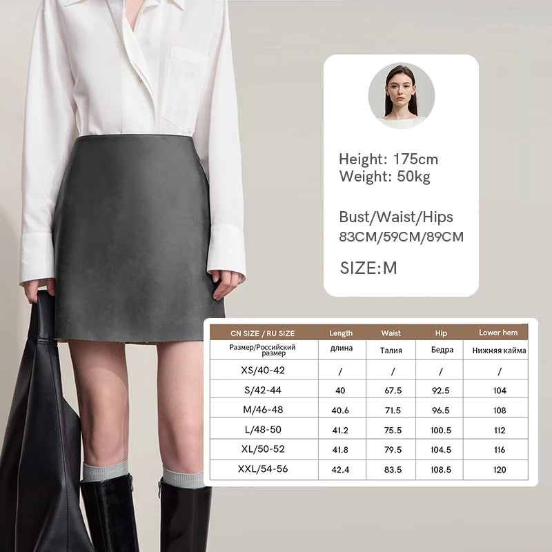AMII Mini Skirt 2026 Autumn New Modern Retro Clothing Ladies Solid Versatile A-shaped PU Leather Short Skirts For Woman 12513022
