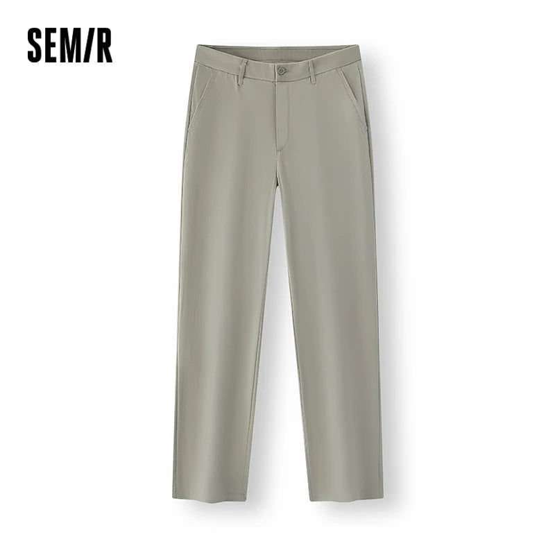 Semir Men Pants Solid 2026 Straight Elastic Waist Commuter Urban Casual Everyday Style Soft Comfortable Daily Wear Trendy