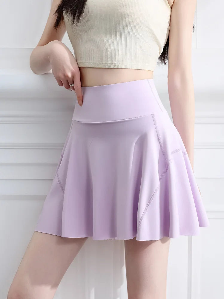 Women's Stretch Mini Skirt in Asian Sizes, Perfect for Shopping, Yoga, Exercise, and Parties. Available in Black, White, Purple,