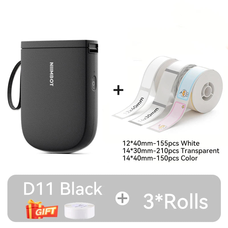 300dpi Niimbot D11 Mini Portable Thermal Printer New Version Adhesive Label Maker Max 50mm/s Printing Speed Sticker Printers