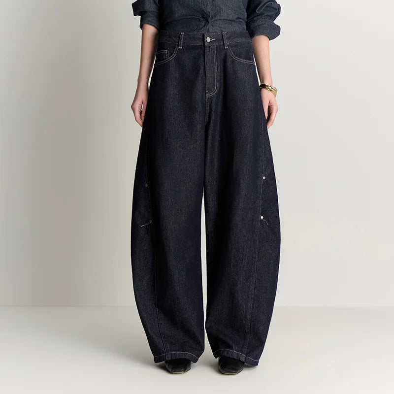 Semir Women Jeans Pleated Loose Wide Leg Sweet Cool Street Style Denim Pants Spring Summer Urban Daily Wear 2026