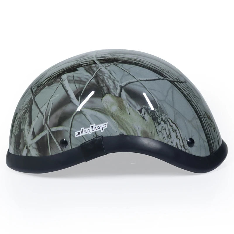 Vintage Motorcycle Cruiser Helmet Half Face German Helmet Motorcycle Helmet Bright Black Car-styling Safety Equipment