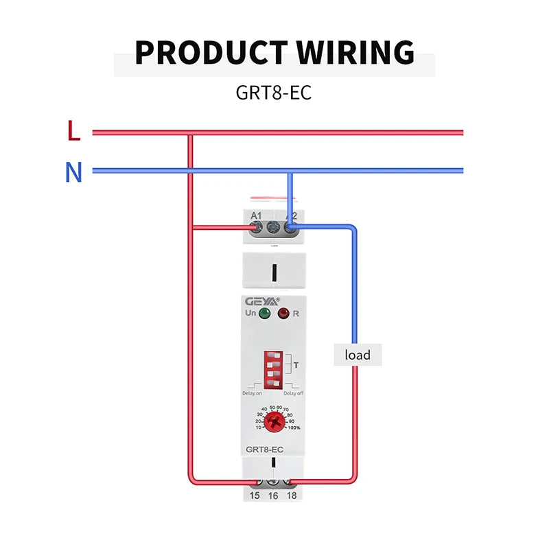 រេឡេកំណត់ពេលវេលា GEYA GRT8-EC 10A មុខងារពីរ រេឡេពន្យាពេលបើក ឬបិទ រេឡេពន្យាពេល AC220V AC380V ACDC24V-240V រេឡេកំណត់ពេលវេលា CE CB ROHS